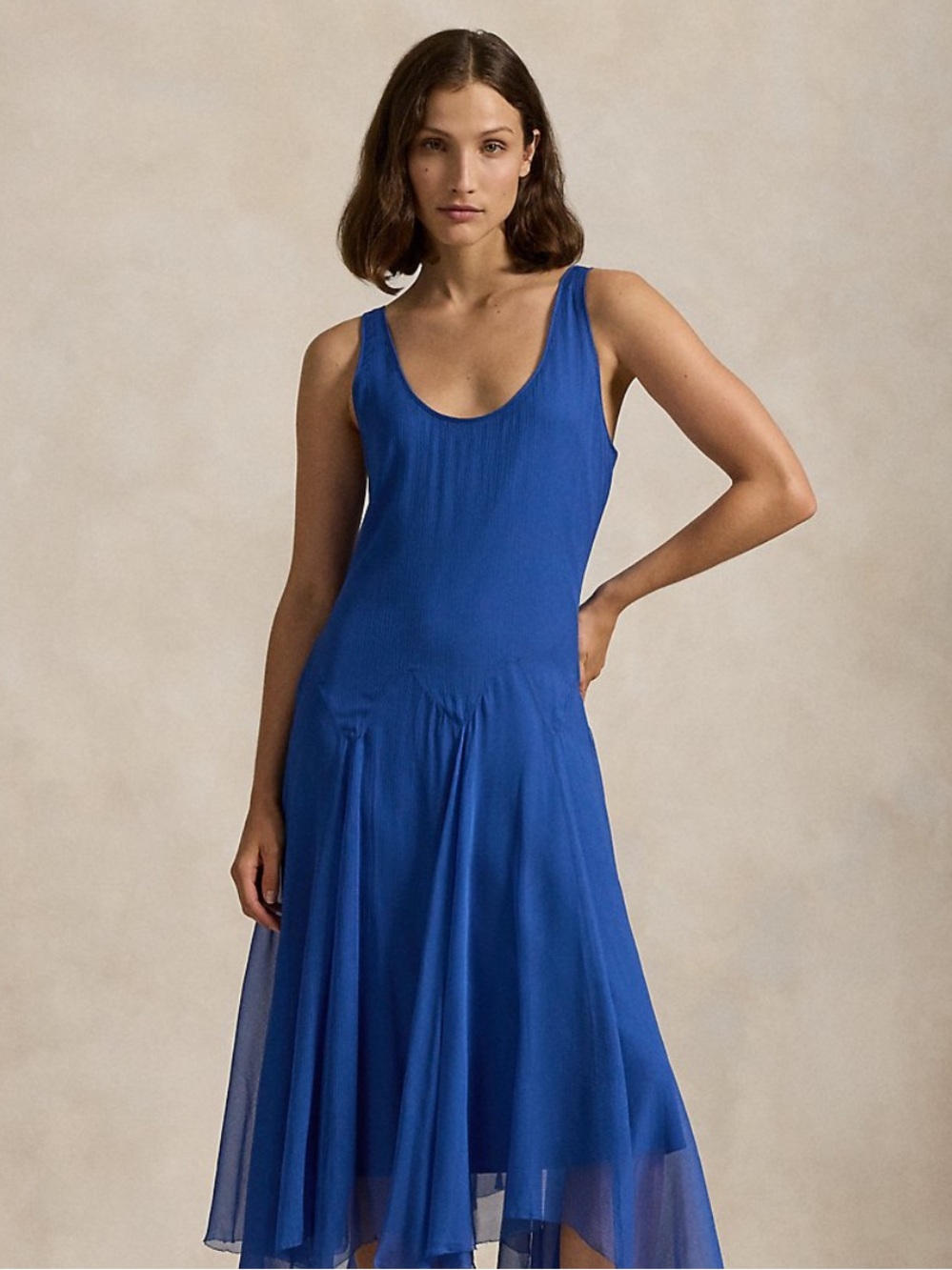 Polo by Ralph Lauren Crinkled Silk Scoopneck Dress 💙